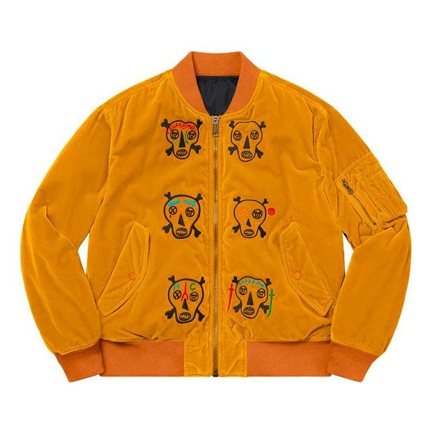 Яке бомбър Supreme Clayton Patterson Skulls Velvet Bomber Jacket Оранжево
 | SUP-SS21-601