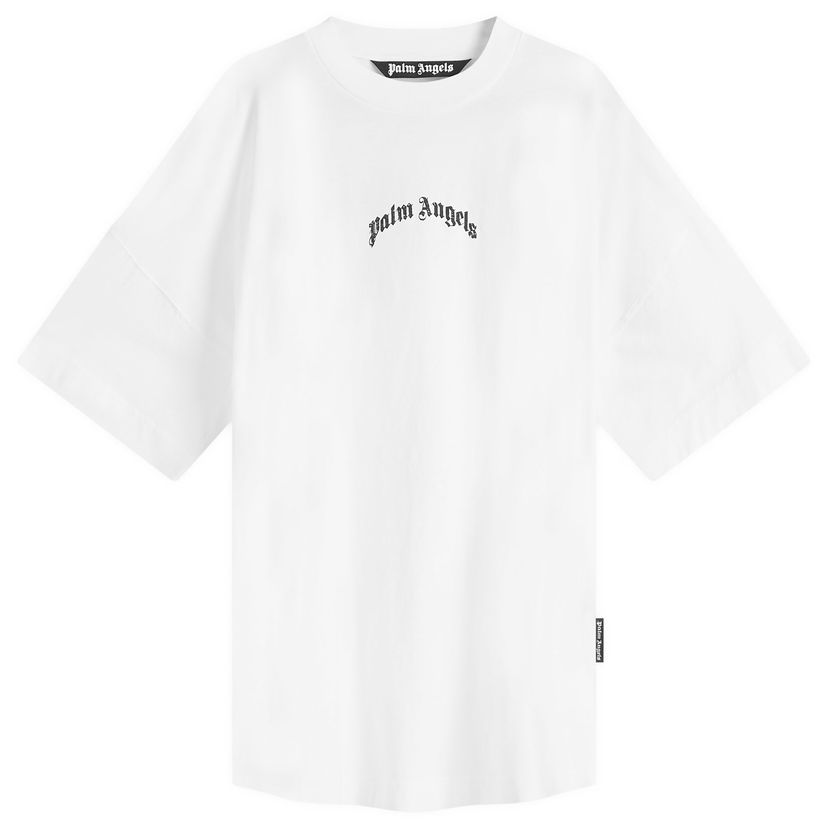 Тениска Palm Angels Curved Logo T-Shirt Бяло | PMAA002S25JER0010310