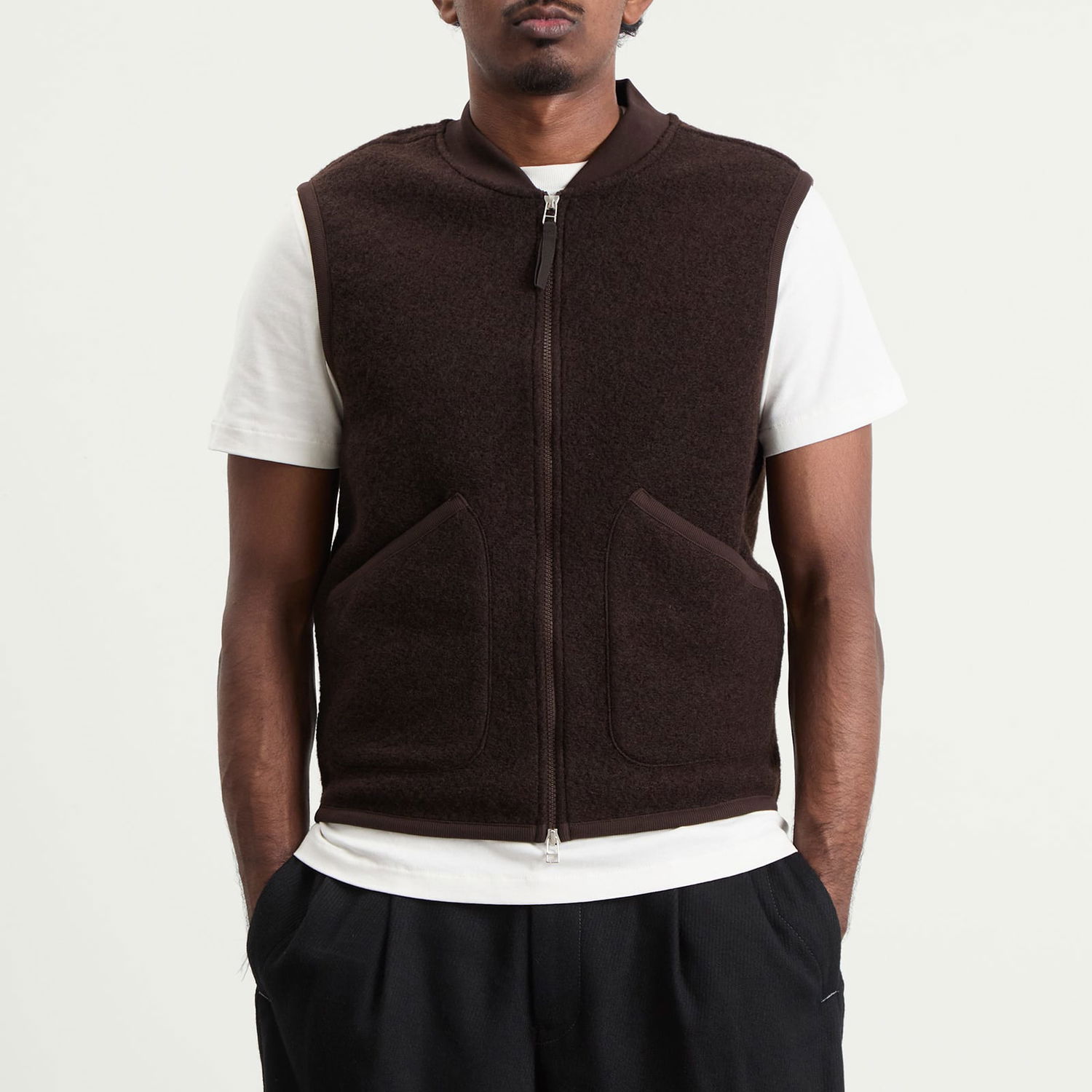 Жилетка Universal Works Wool Fleece Zip Waistcoat Кафяво | 00015-BRN, 1