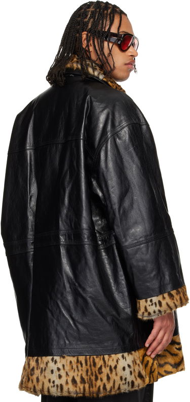 Палта Martine Rose Martine Rose Leopard and Tiger Print Reversible Leather Coat Черно | 567LP18001, 2
