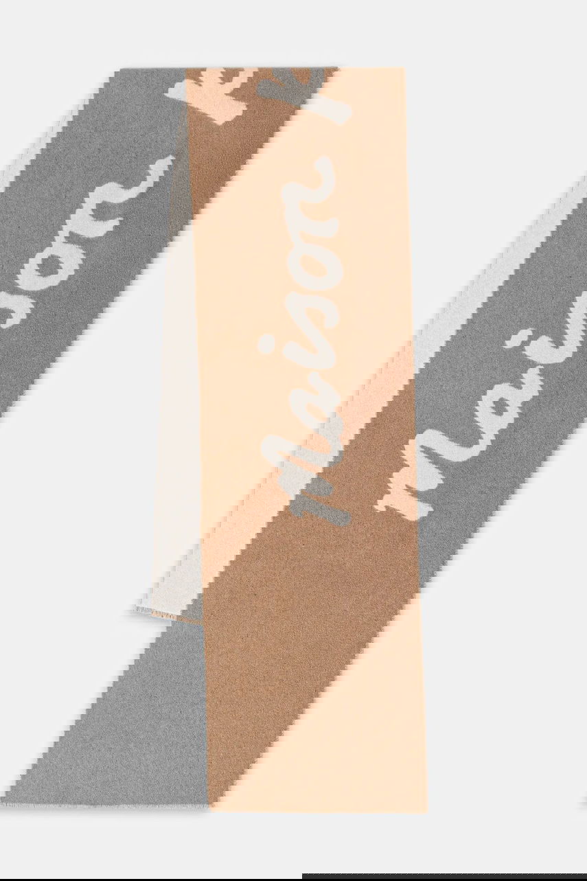 Шал MAISON KITSUNÉ Scarf with wool blend Handwriting Бежово | PM06202WB0038, 0