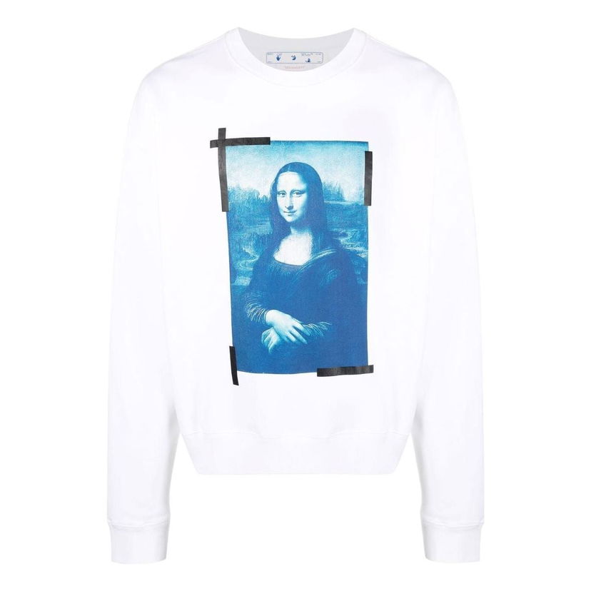 Суитчър Off-White Off-White Mona Lisa Graphic Sweatshirt Бяло | OMBA058C99FLE0030145