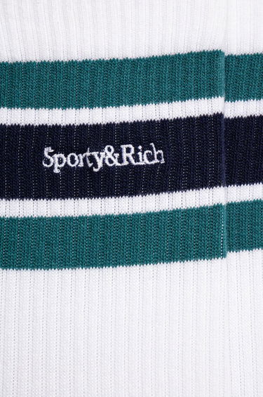 Чорапи Sporty & Rich Striped Logo Socks Бяло | AC004516300WH27, 2