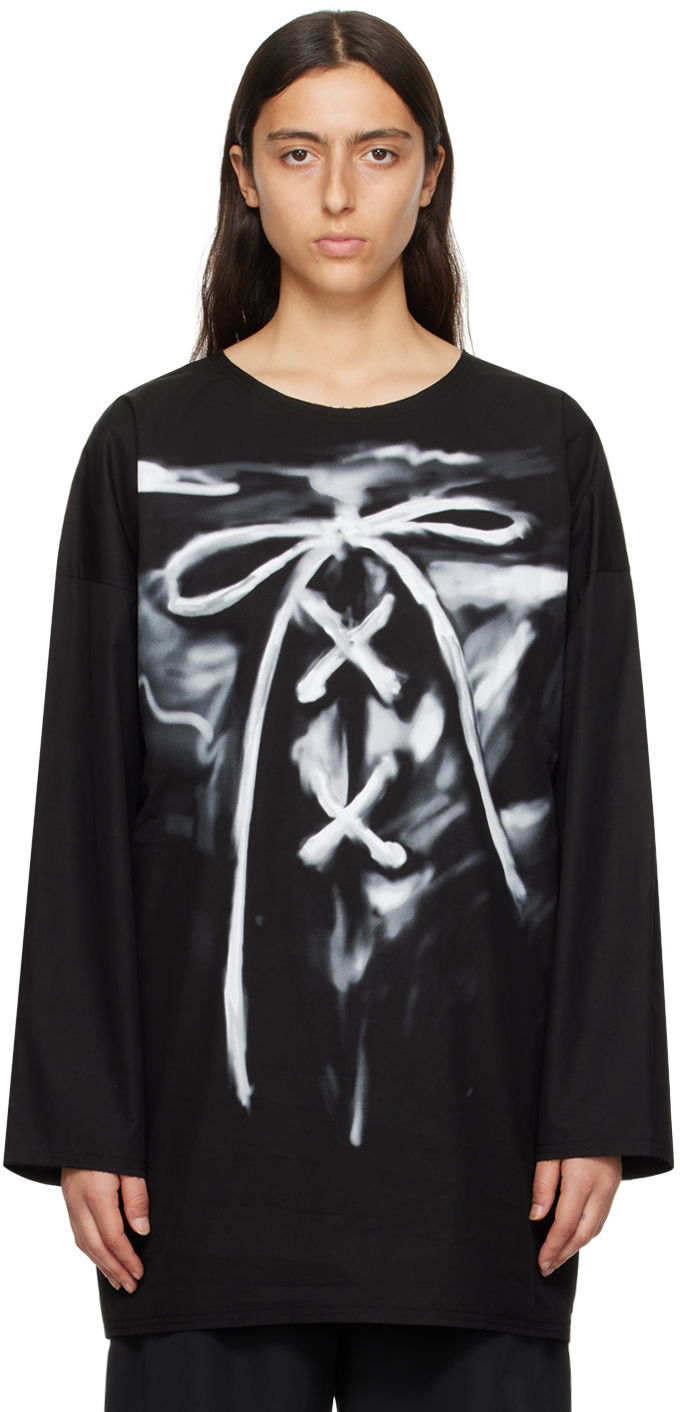 Тениска We11done Long Sleeve Graphic T-Shirt Черно | WD-SH3-23-184-U-BK, 0