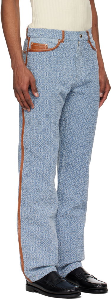 Дънки Casablanca Casablanca Diamond Monogram Leather Trim Jeans Синьо | MPS25-TR-260-01, 1