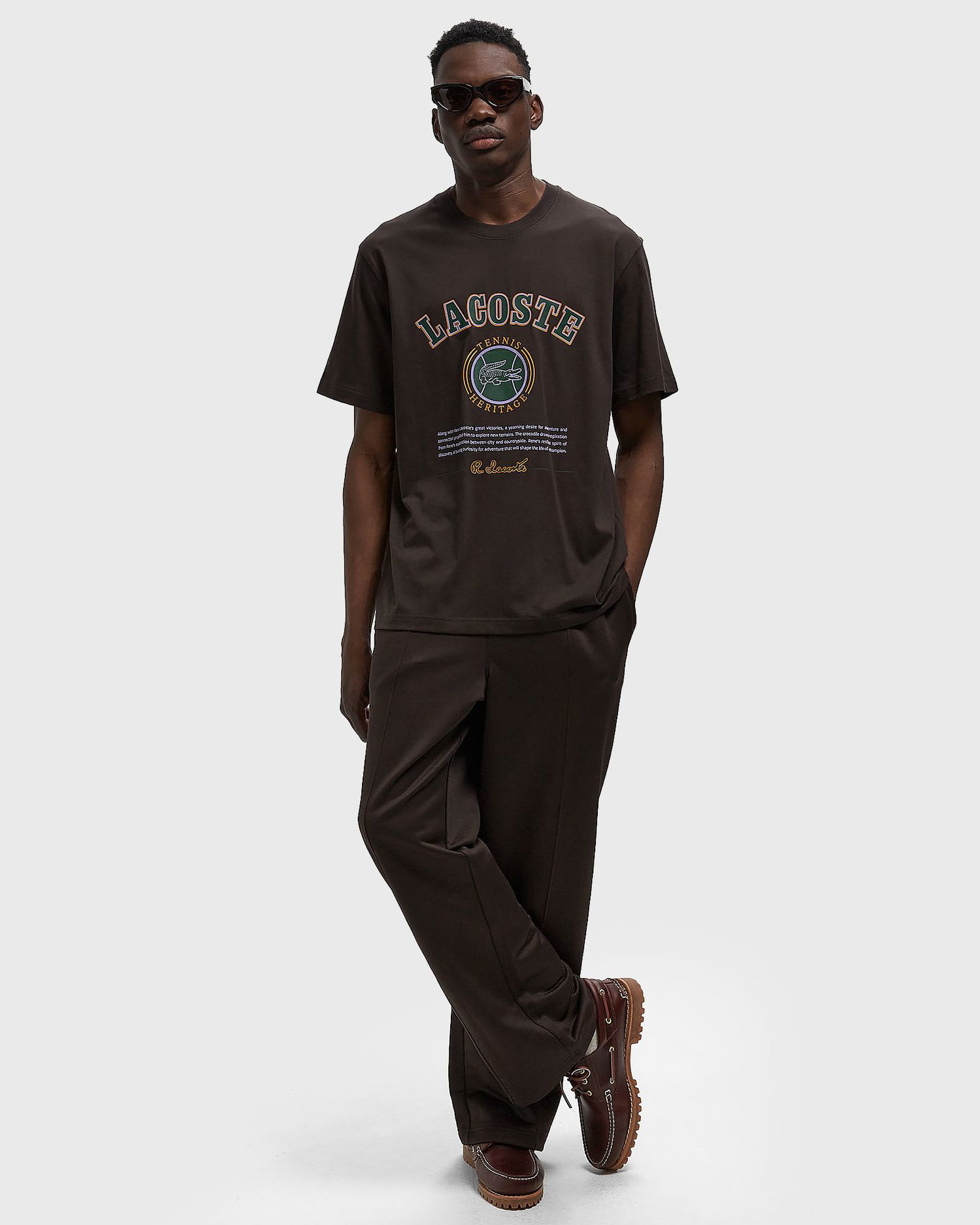 Тениска Lacoste Short Sleeve Crew Neck T-Shirt Tennis Heritage Кафяво | TH5910-SKB, 1