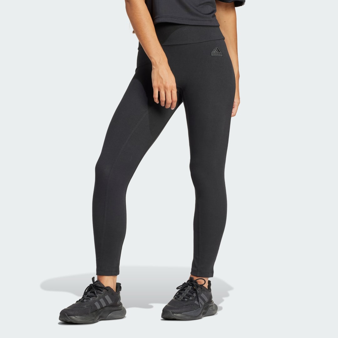 Клинове adidas Performance Sportswear Lounge Ribbed High-Waist 7/8 Leggings Черно | IP2281, 1