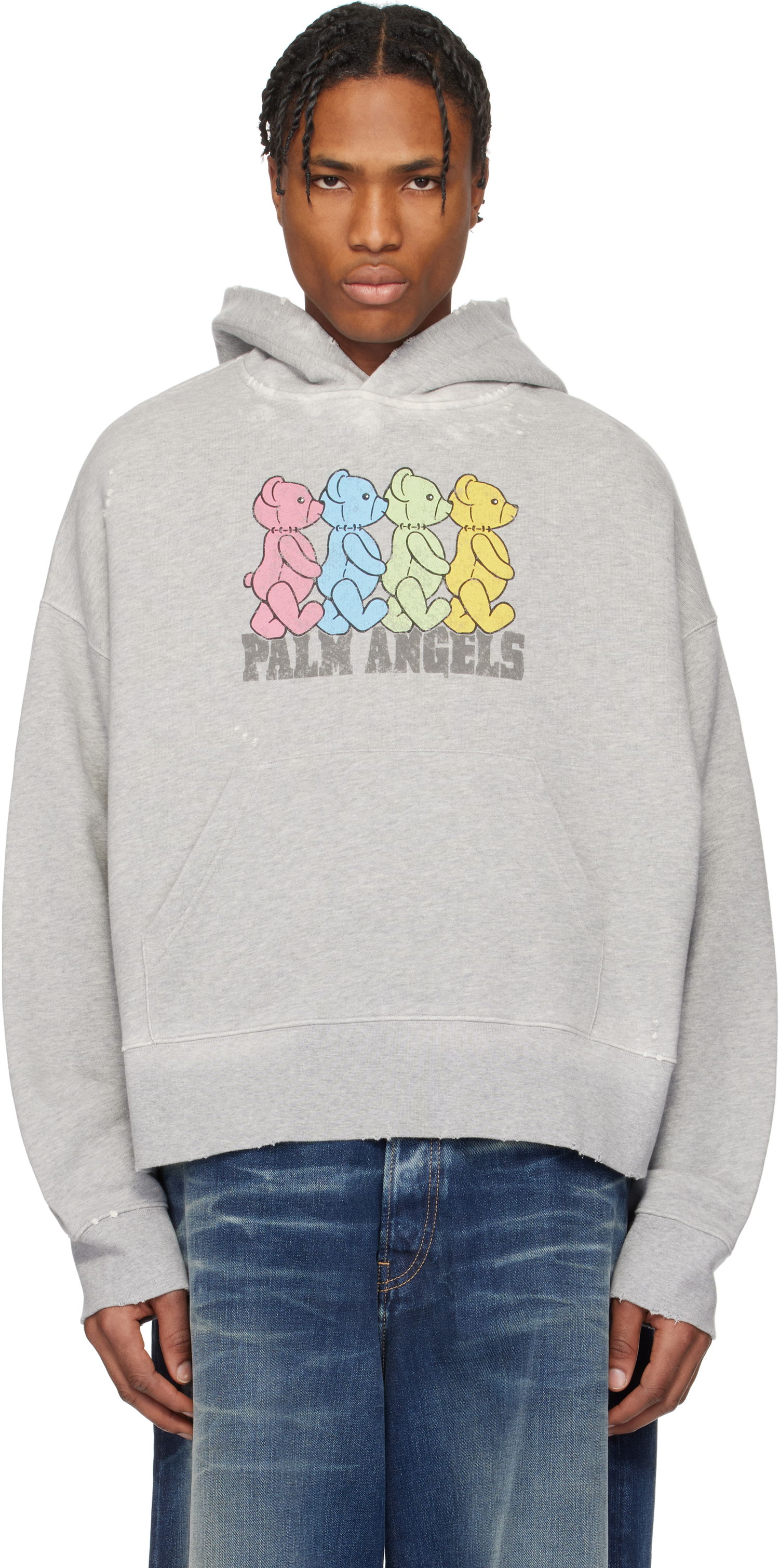 Суитчър Palm Angels Palm Angels Multicolor Bears Hoodie Сиво | PMBB172S25FLE0020884, 0