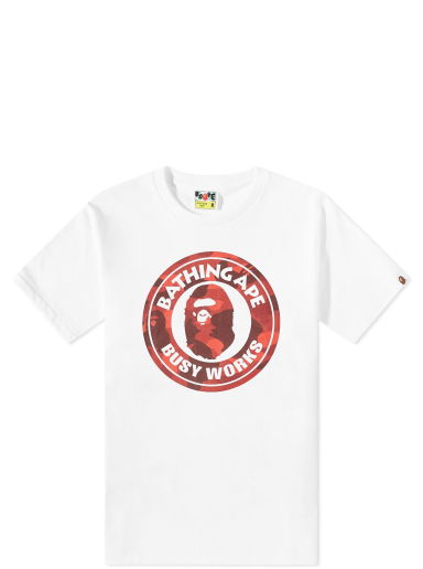 Тениска BAPE Colour Camo Busy Works T-Shirt White/Red Бяло | 001TEJ301014M-WHTRED