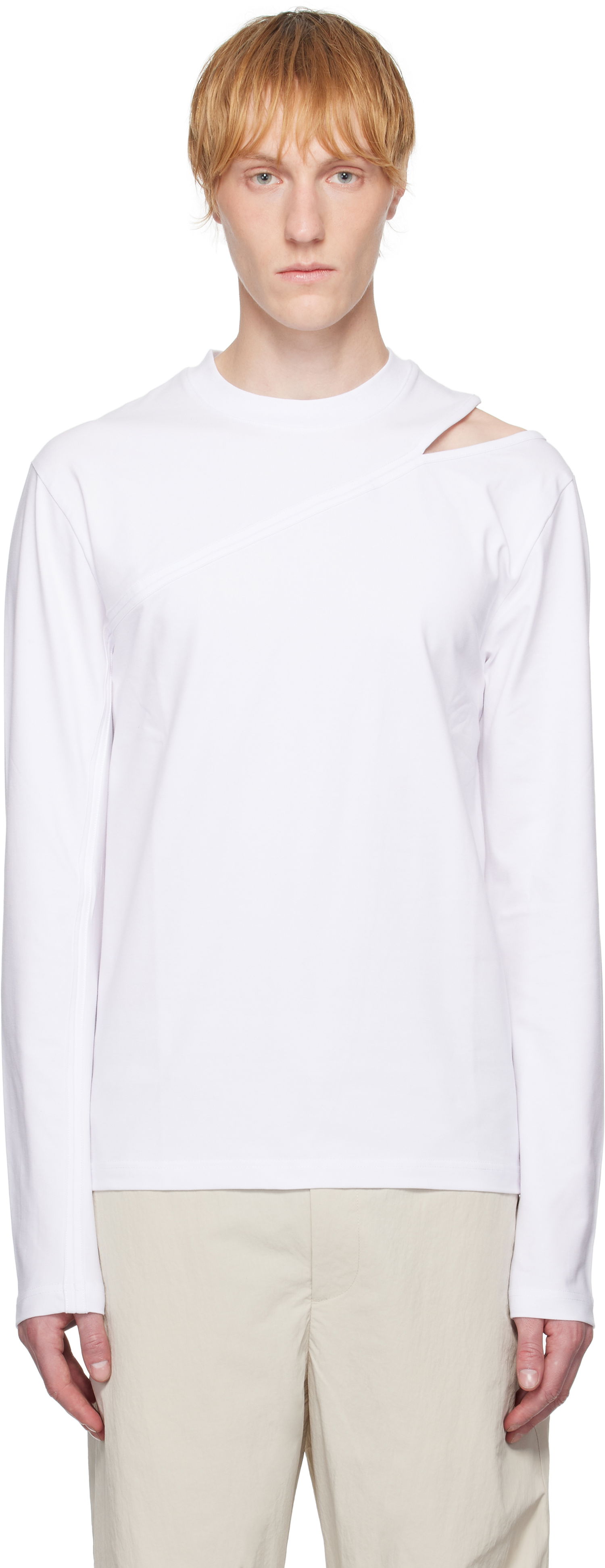 Тениска HELIOT EMIL HELIOT EMIL Pleistos Cutout Long Sleeve T-Shirt Бяло | SS25_M_09_135_WHT02, 0