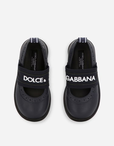 Кецове и обувки Dolce & Gabbana Calfskin Nappa Branded Elastic Ballet Flats Тъмно синьо | D20088AW0878V655, 3
