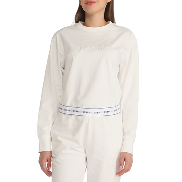 Пуловер GUESS Guess Carrie Round Neck Sweatshirt Бяло | O3YQ01KBS91-H10Q, 0