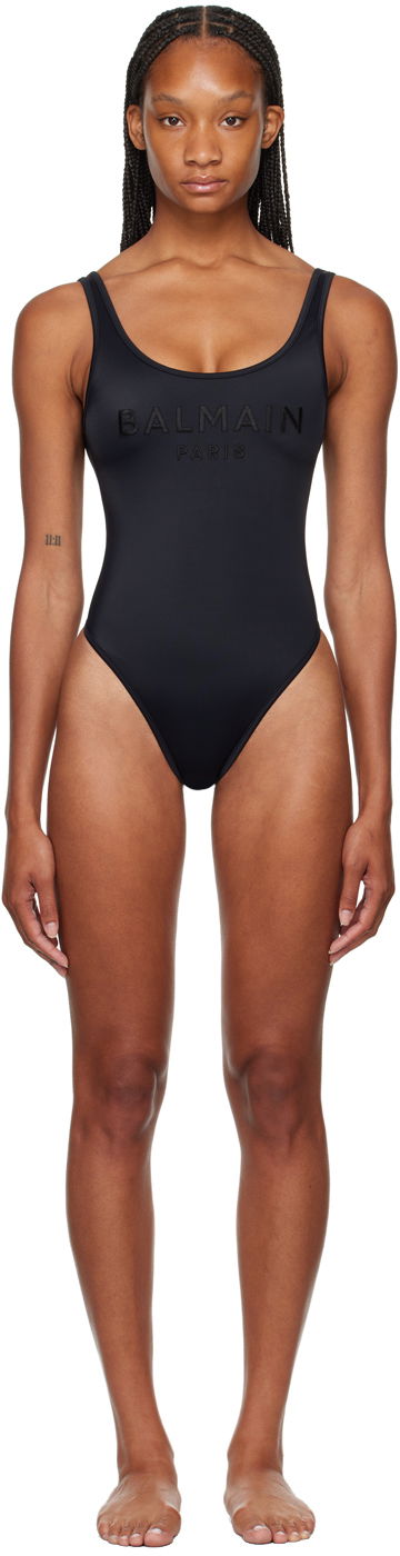 Бански Balmain Black Logo Swimsuit Черно | BKBG72100