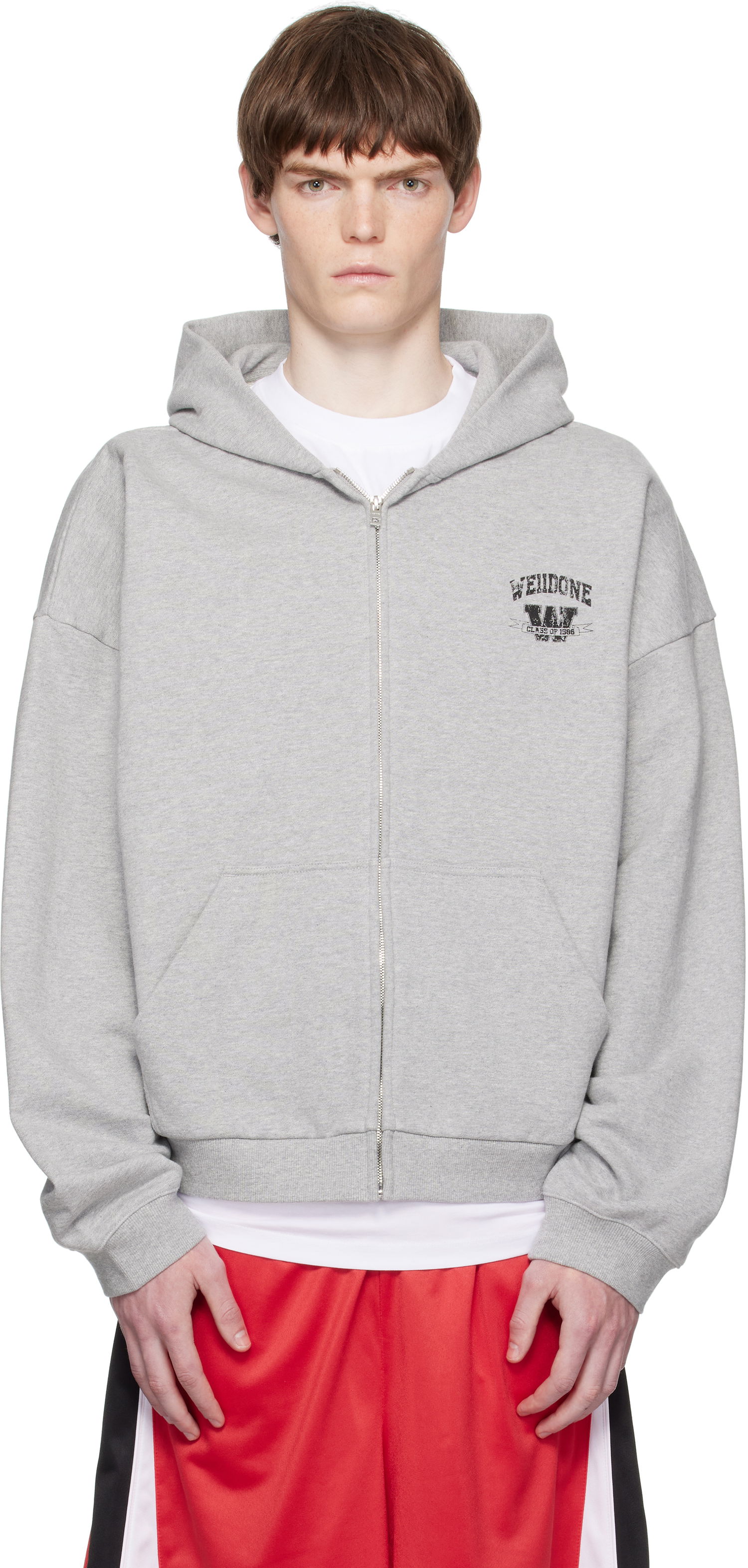 Суитчър We11done We11done College Zip-Up Hoodie Сиво | WD-TJ2-25-846-U-MG, 0