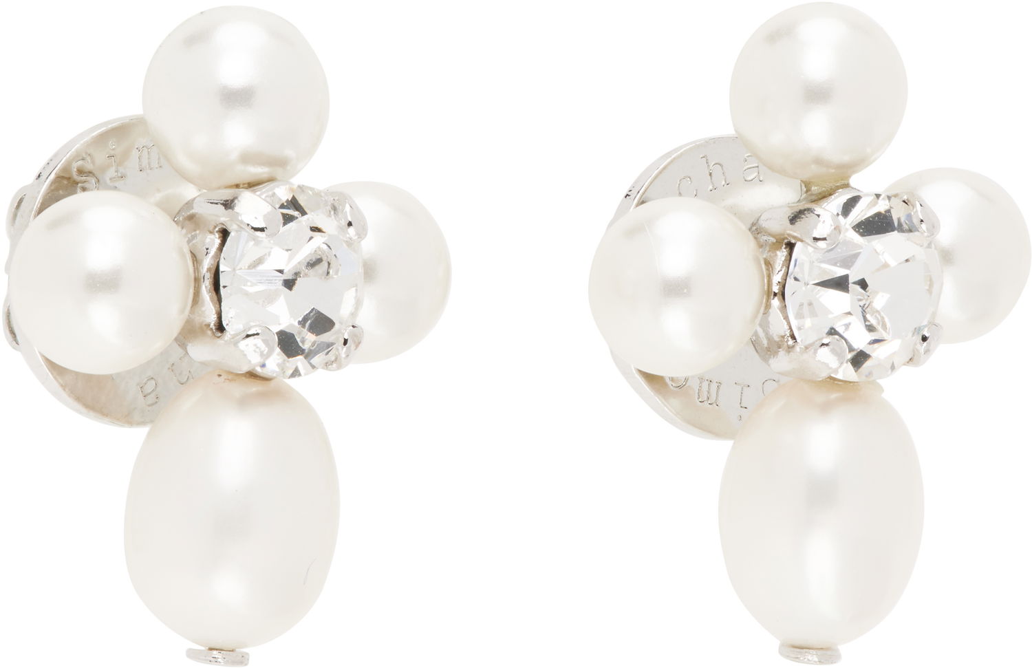 Обеци Simone Rocha Simone Rocha Pebble Pearl Crystal Cluster Drop Earrings Бяло | ERG535 0913, 1