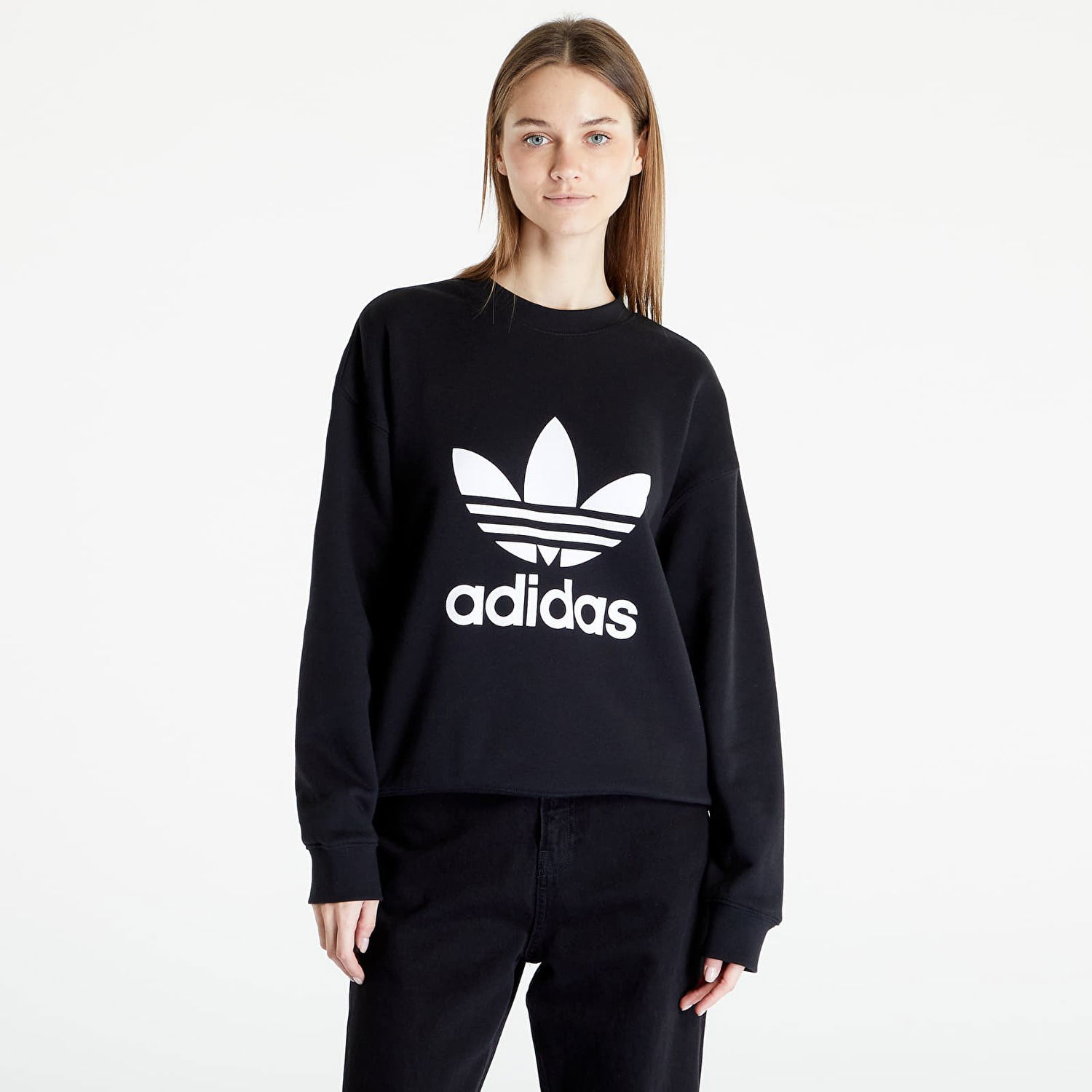 Суитчър adidas Originals Trefoil Crew Sweatshirt Черно | IB7431, 0