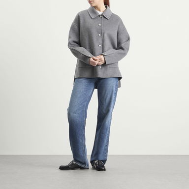 Luca Collared Button-Front Jacket with Patch Pockets, 4