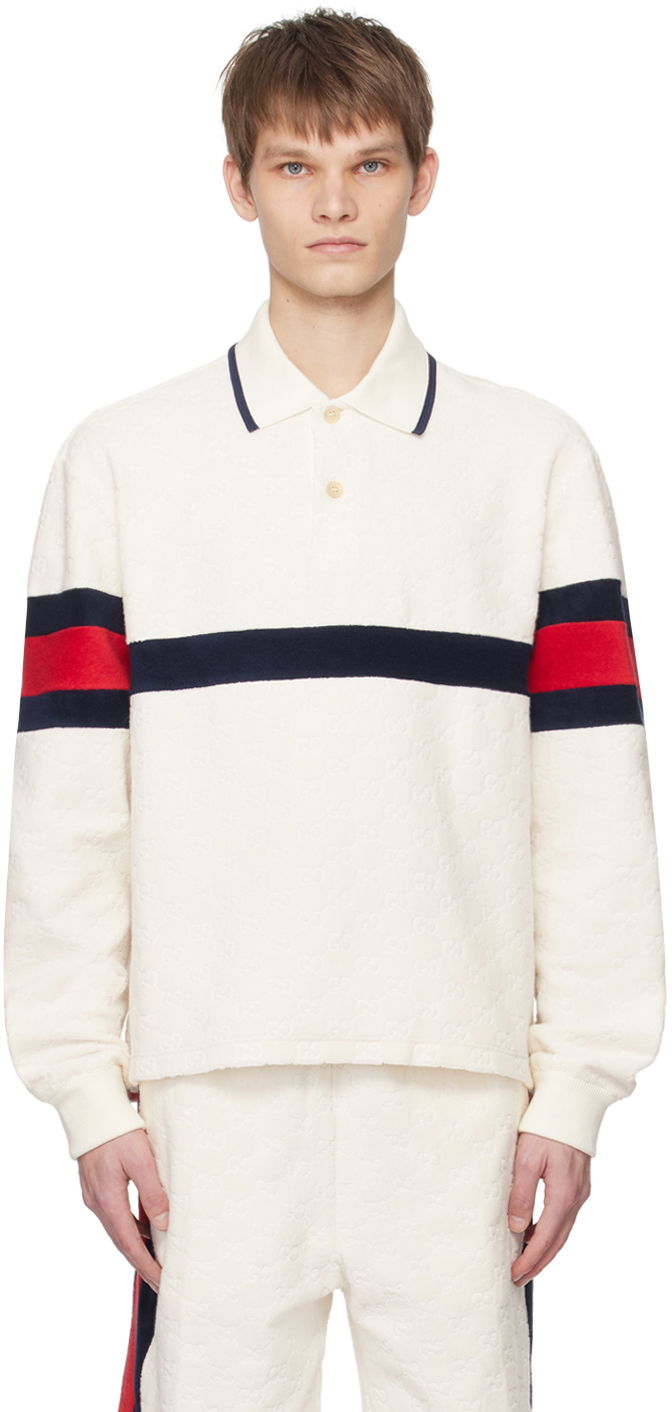 Поло тениска Gucci GG Polo Tee Бяло | 768615 XJF4E