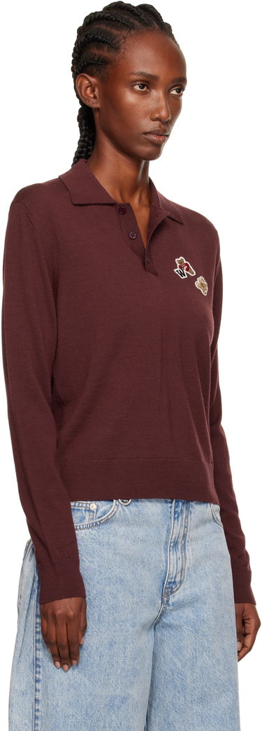 Поло тениска We11done We11done Double Patched Knit Polo Бургунди | WD-KT2-25-679-W-WN, 1