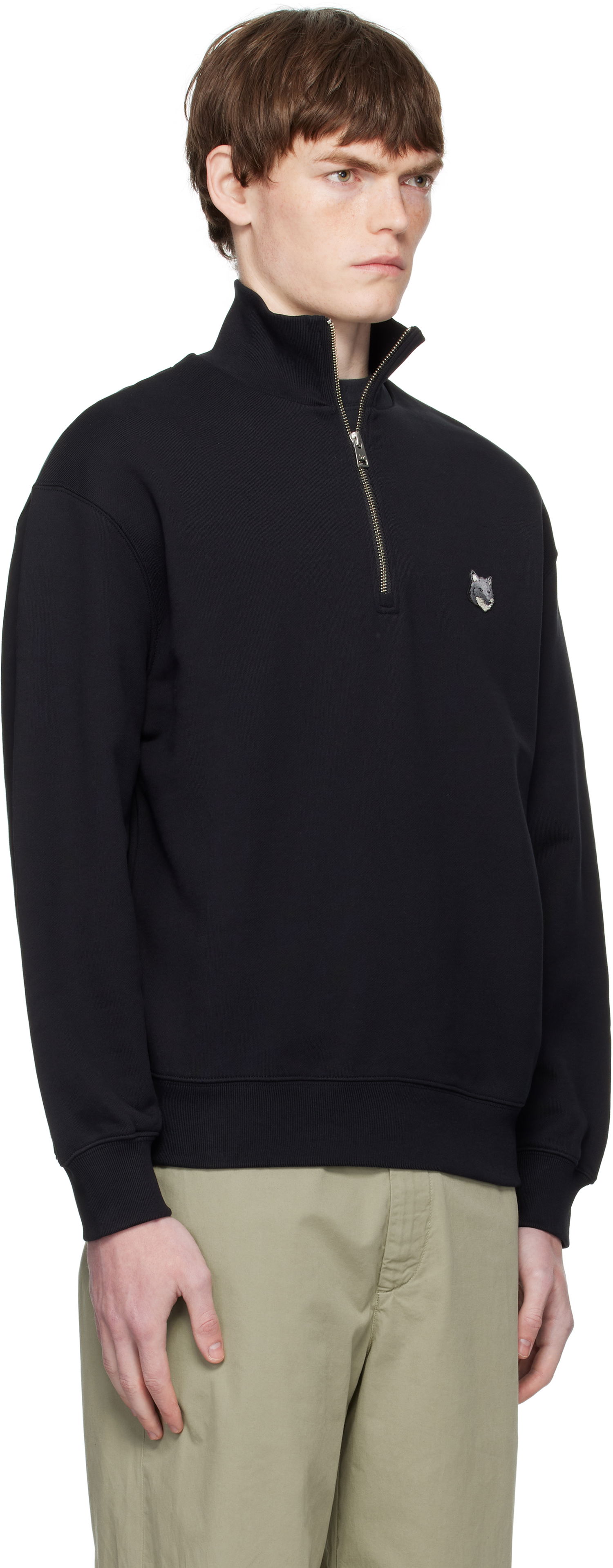 Суитчър MAISON KITSUNÉ Maison Kitsuné Fox Head Comfort Half Zip Sweatshirt Черно | PM00305KM0341, 1