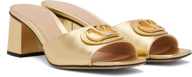Кецове и обувки Valentino Valentino Garavani VLogo Signature Heeled Slide Sandals Металик | 7W2S0MH7KDR, 3