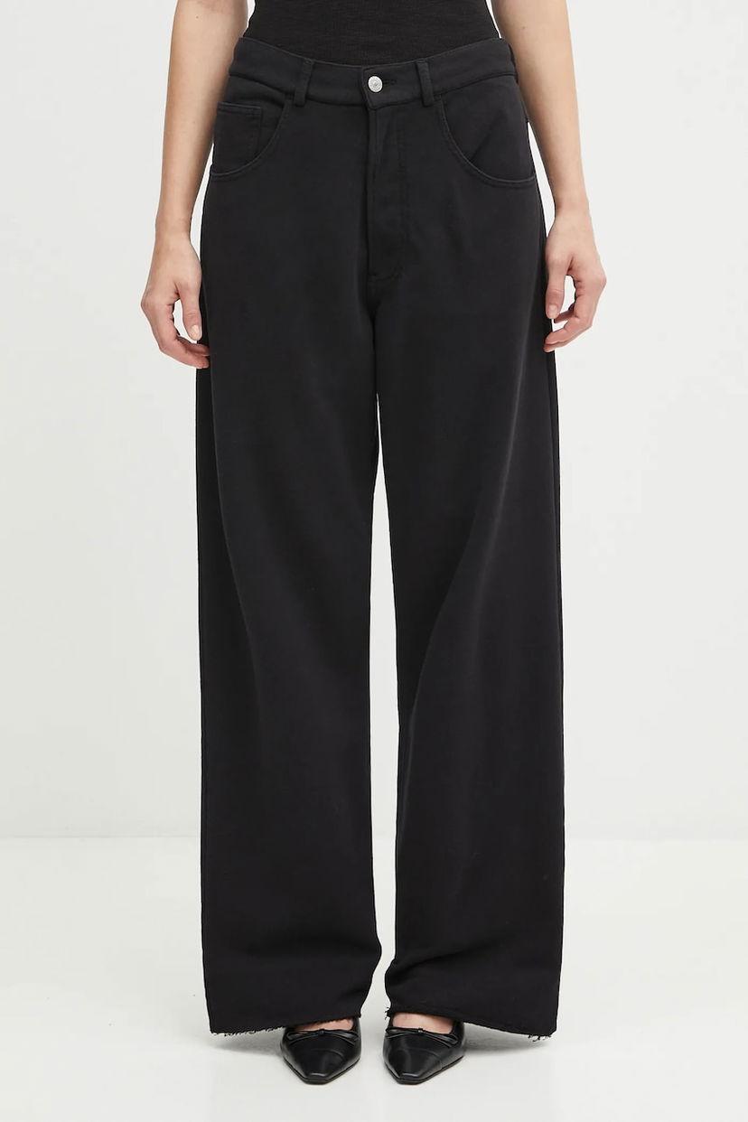 Панталони Maison Margiela MM6 Maison Margiela Wide-Leg Cotton Raw Hem Pants Черно | S52KA0548.M25014.900