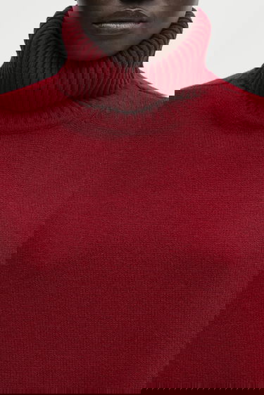 Пуловер MAISON KITSUNÉ Merino Wool Comfort Turtleneck Бургунди | PW00813KT1171, 3