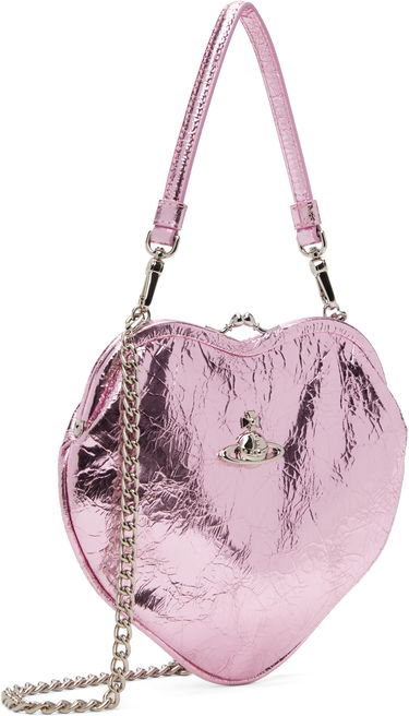 Дамска чанта Vivienne Westwood Belle Crinkled Metallic Heart Frame Bag with Chain Розово | 4B01000CW-L00A7-, 1