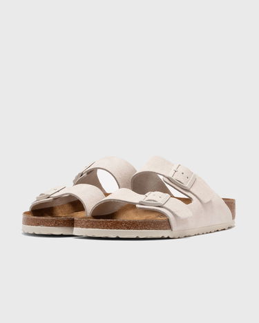 Кецове и обувки Birkenstock Men's Arizona Slim Fit Suede Double Strap Sandals - Antique White Бежово | 1026817, 1