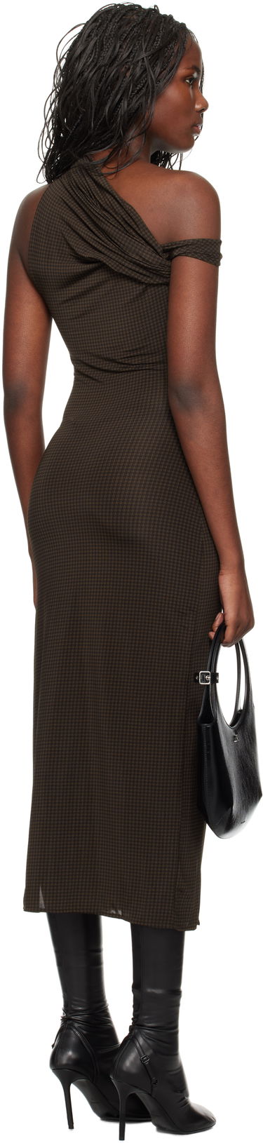 Pокля Courrèges Houndstooth Twist Midi Dress Кафяво | 324JRO450PR0078, 2
