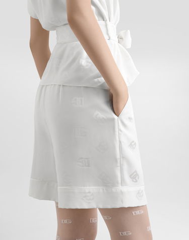 Къси панталони Dolce & Gabbana Dolce & Gabbana Silk Satin Bermuda Shorts With All-over DG Logo Бяло | FTAM7TFJ1JOW0001, 2