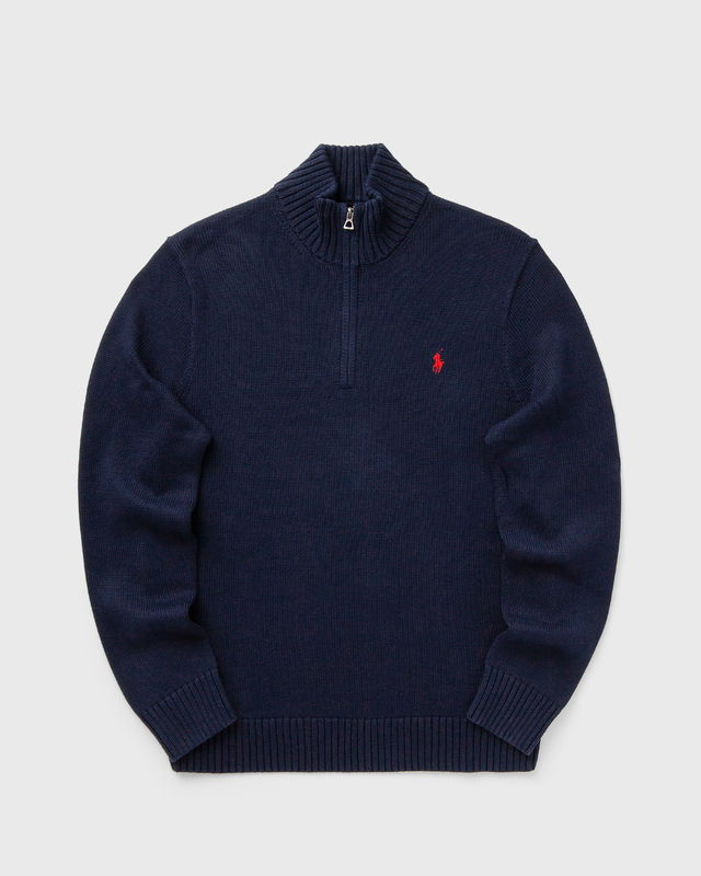 Knitted Half-Zip Sweater with Embroidered Logo