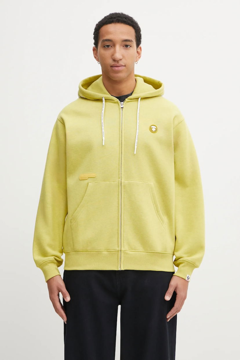 Суитчър AAPE by A Bathing Ape Now Zip Up Hoodie with Patch Жълто | AAPSWMC358XBP
