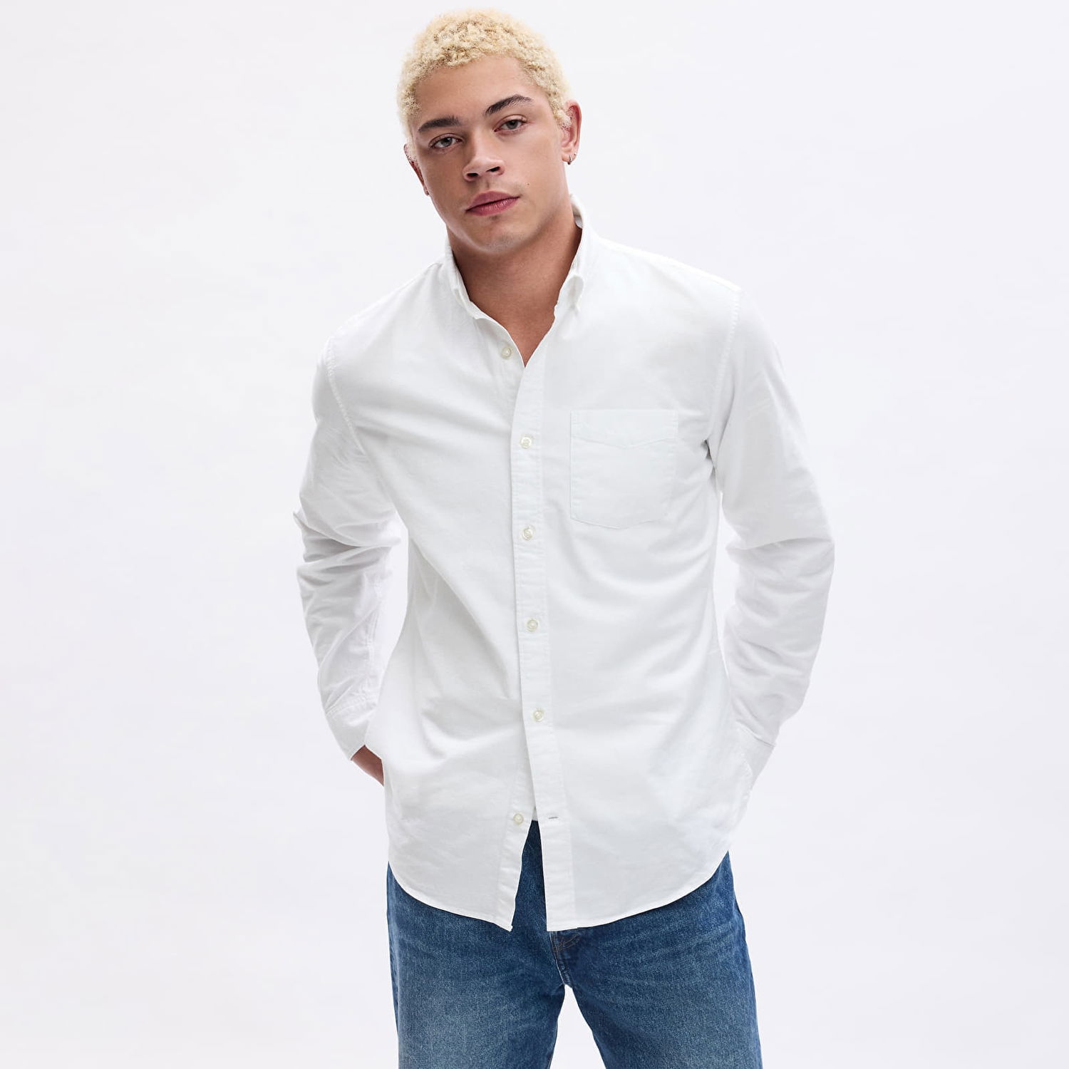 Риза GAP Standard Oxford Shirt White V2 Global Бяло | 619568-02, 0