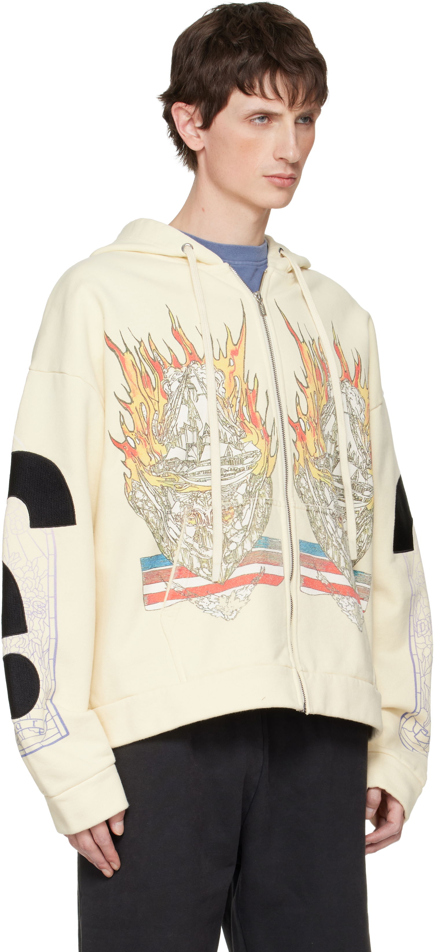 Суитчър Who Decides War Engulfed Memories Zip Up Hoodie Бежово | 1110140018FW25, 1