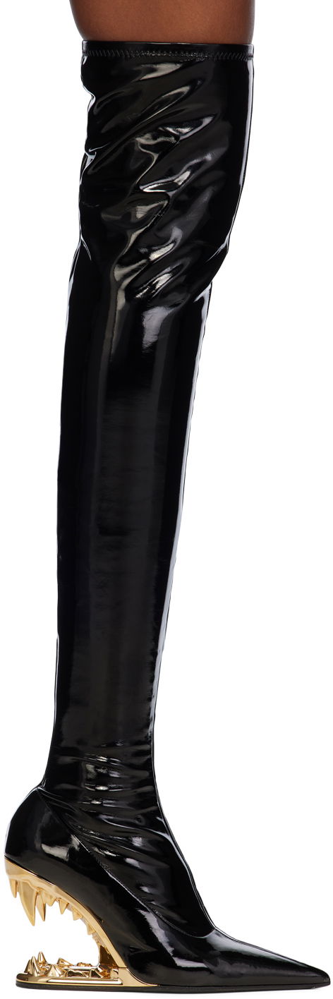 Облекло GCDS GCDS Morso Thigh-High Patent Leather Boots Черно | A1OW4605AA9