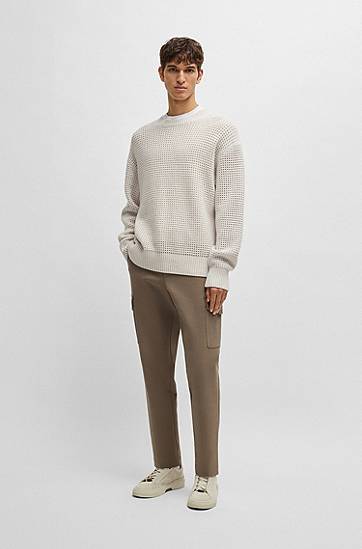 Пуловер BOSS BOSS Relaxed Fit Virgin Wool and Cashmere Sweater Сиво | 50530877, 1