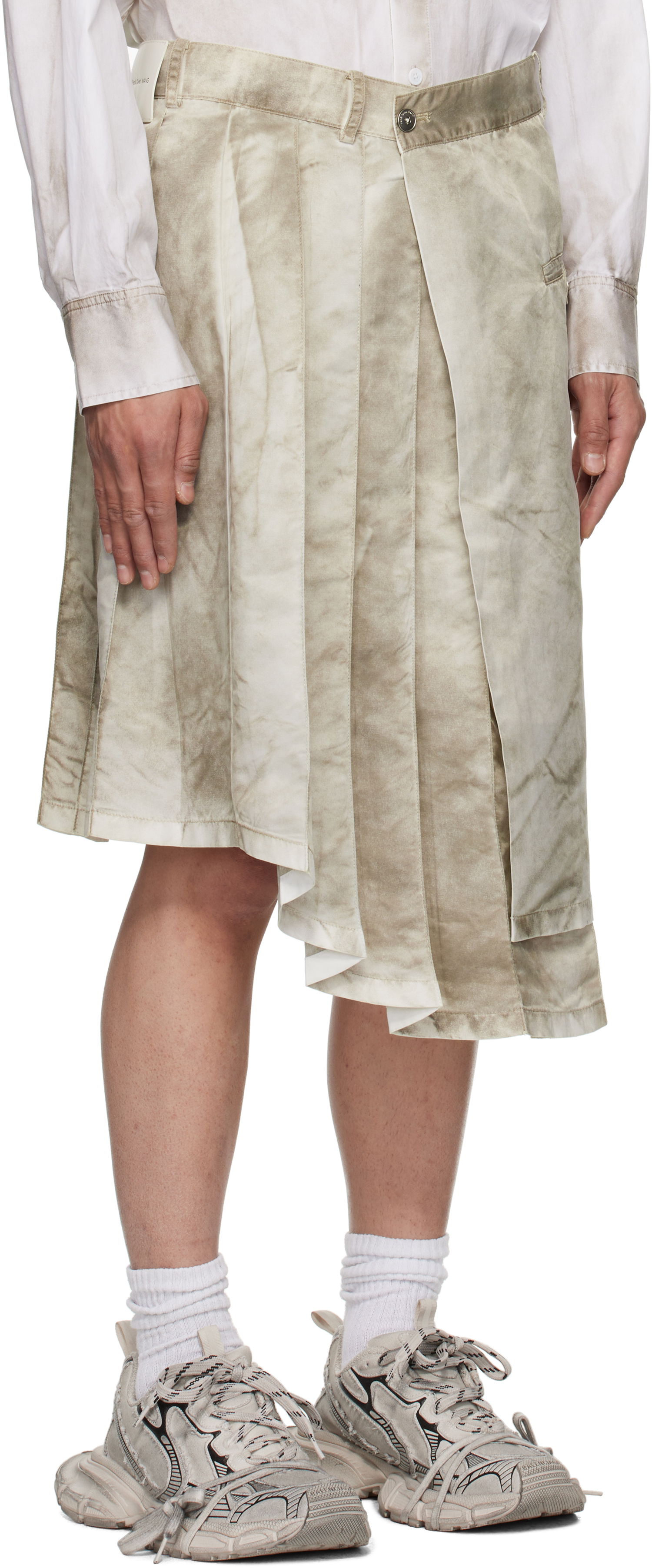 Пола Feng Chen Wang Feng Chen Wang Sandwashed Nylon Asymmetrical Skirt Бежово | FUS19SK02, 1