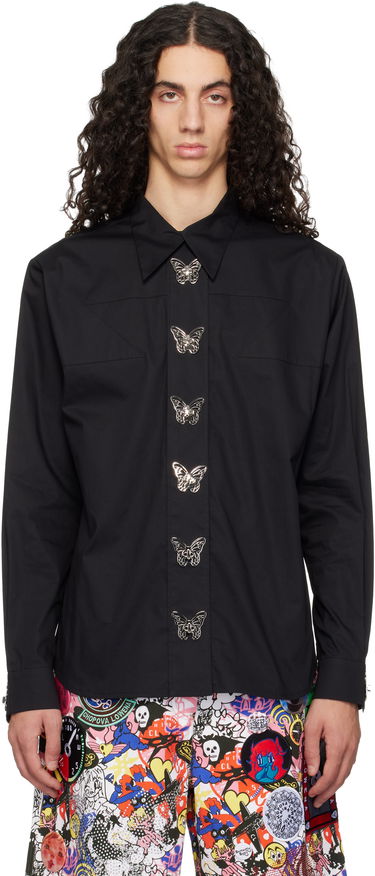Риза Chopova Lowena Chopova Lowena SSENSE Exclusive Metal Butterfly Button-Up Shirt Черно | 2321E, 0