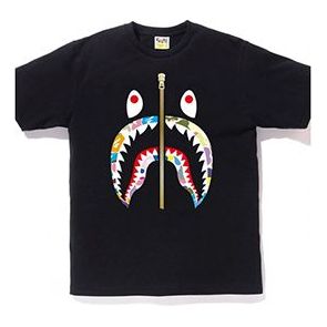 Тениска BAPE Bathing Ape Shark Face Half Zip T-Shirt Черно | 1E80-110-025