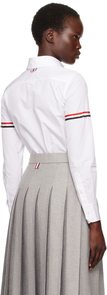 Риза Thom Browne Oxford Classic Round Collar Shirt With Long Sleeves Бяло | FLL019E-03113, 2