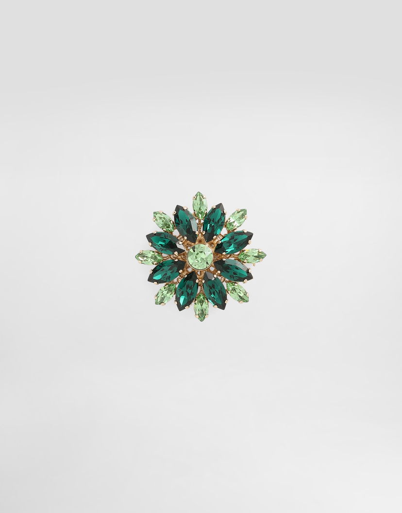 Значка Dolce & Gabbana Dolce & Gabbana Rhinestone Floral Brooch Зелено | WPR5S5W111187579