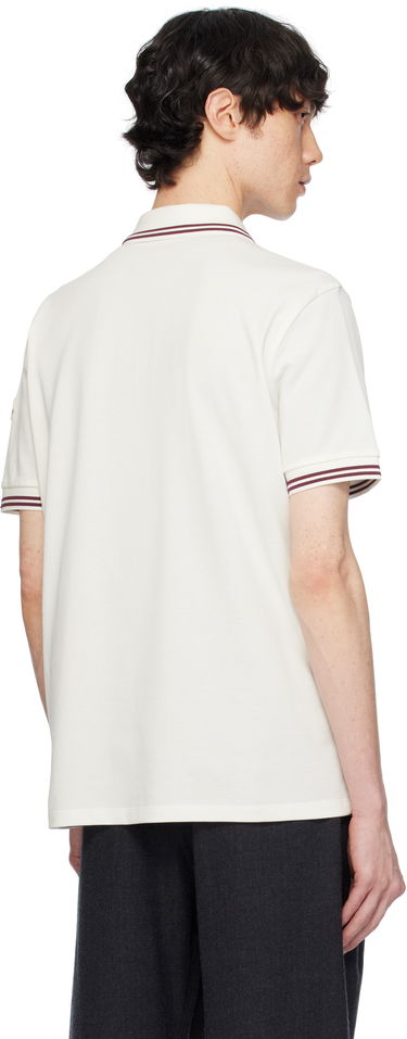 Поло тениска Moncler Moncler Cotton Piquet Polo with Striped Trim Бяло | K10918A0000789A16, 2