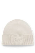 Knitted beanie hat with embroidered logo