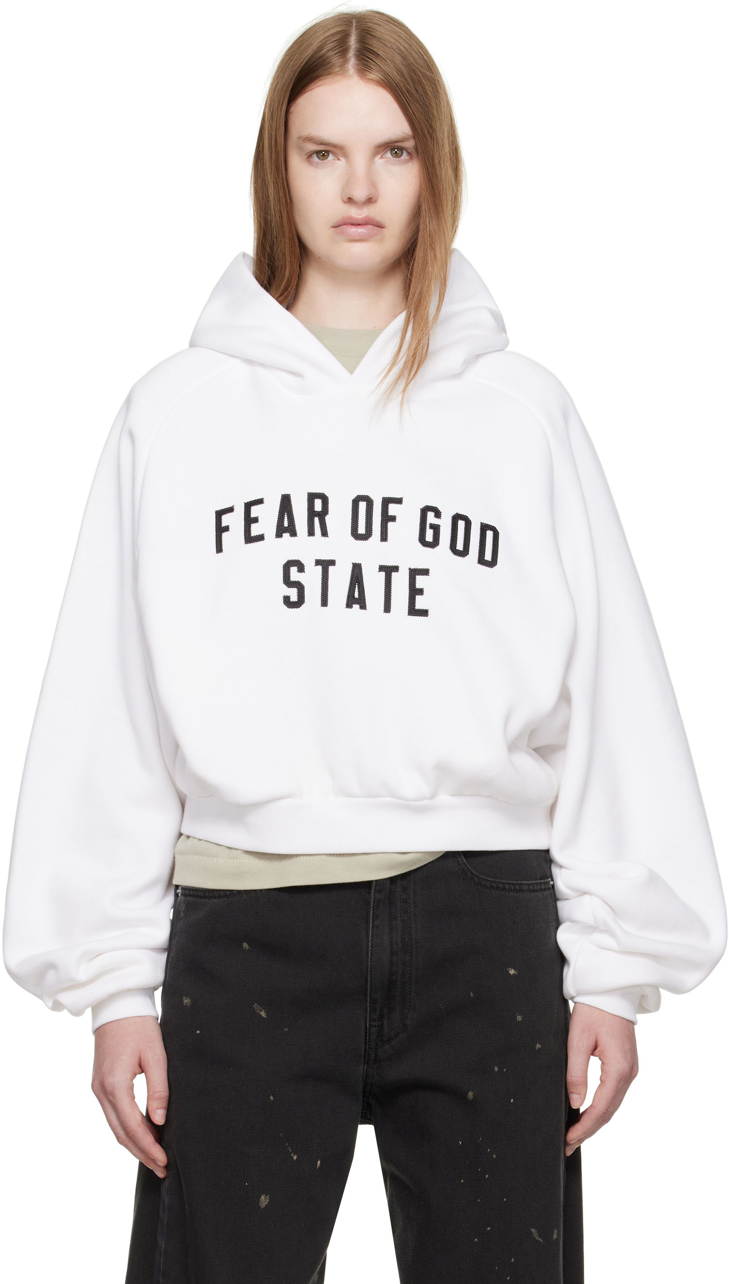 Суитчър Fear of God ESSENTIALS Fleece Raglan Hoodie Бяло | 192SP257824FW, 0