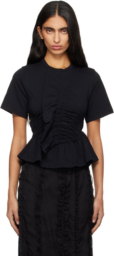 Тениска Cecilie Bahnsen Cecilie Bahnsen Ace Short-Sleeve Ruched Peplum T-shirt Черно | 3.25RTW19001, 0