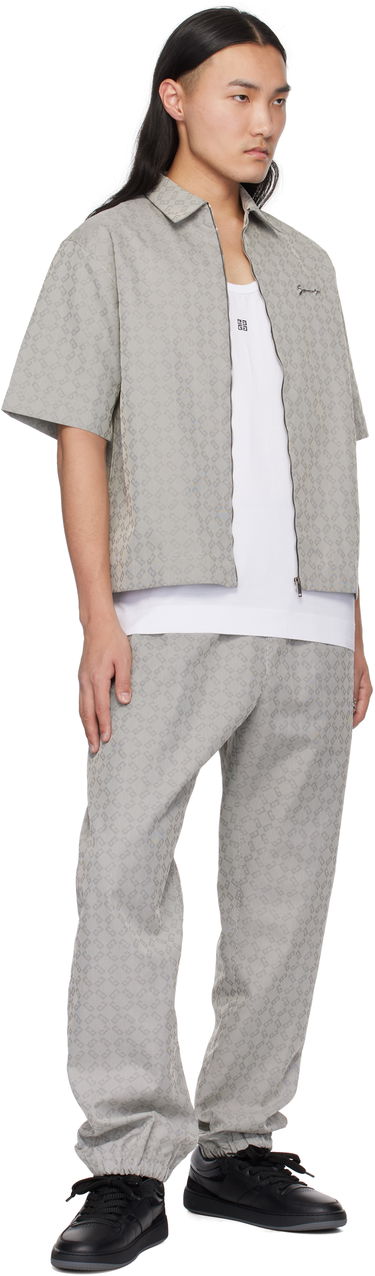 Риза Givenchy Givenchy Monogram 72 Jacquard Zip-Up Shirt Сиво | BM612T15U8004, 3