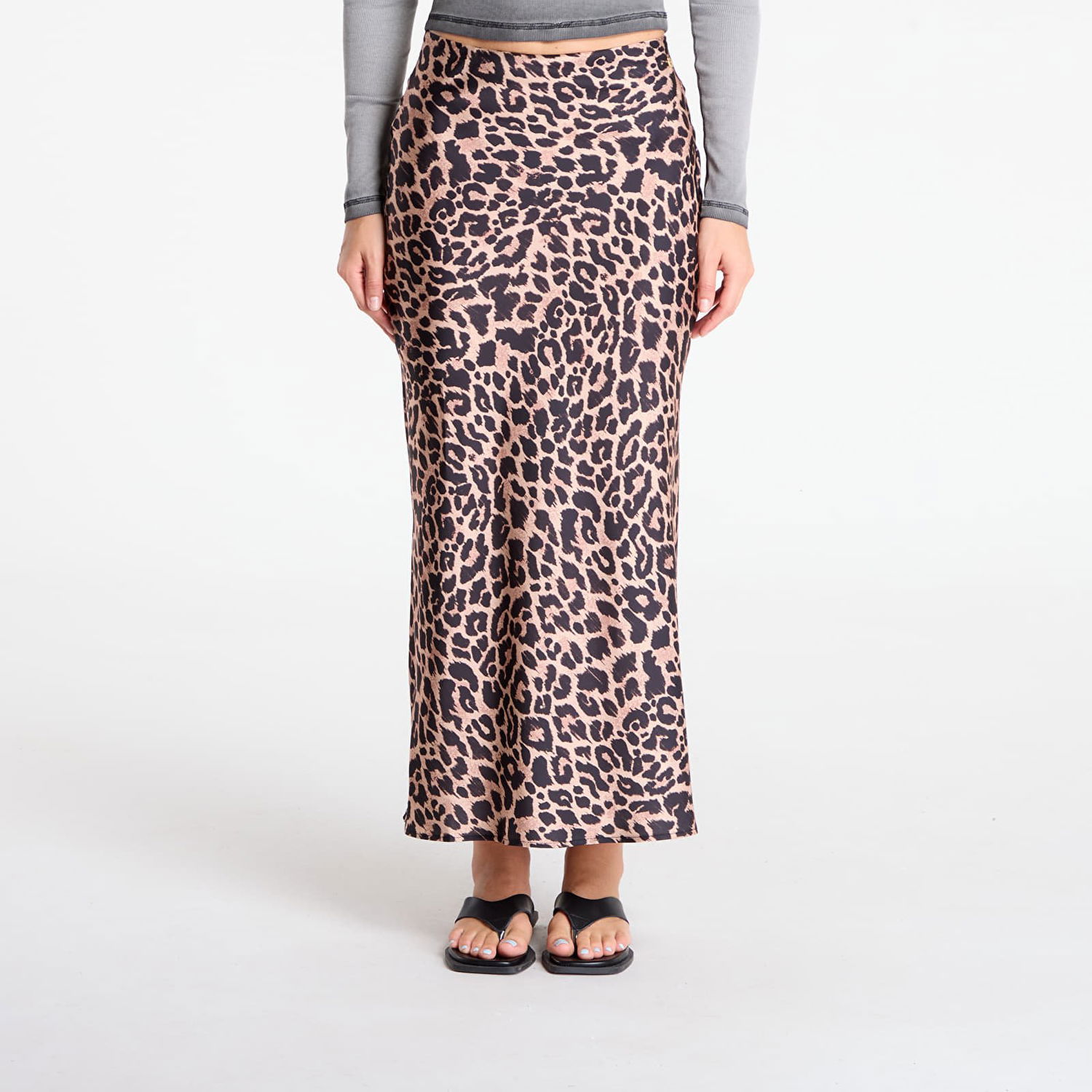 Пола GUESS GUESS Sibilla Long Satin Leopard Print Skirt Кафяво | W5YD55WF1T2-P1MO, 0