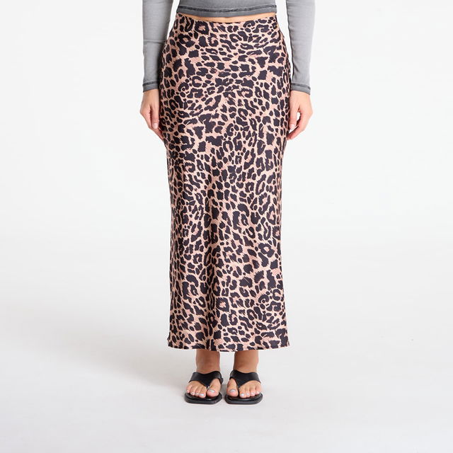 GUESS Sibilla Long Satin Leopard Print Skirt
