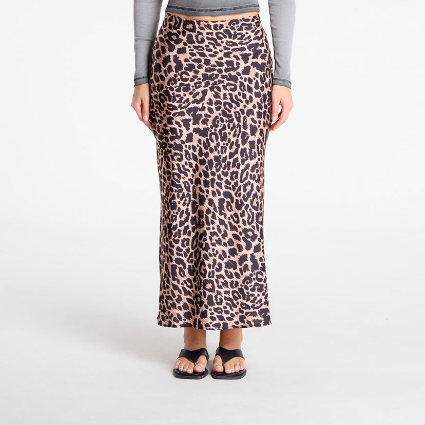 Пола GUESS GUESS Sibilla Long Satin Leopard Print Skirt Кафяво | W5YD55WF1T2-P1MO